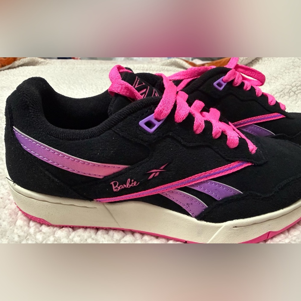 Reebok Black and Pink Barbie Sneakers